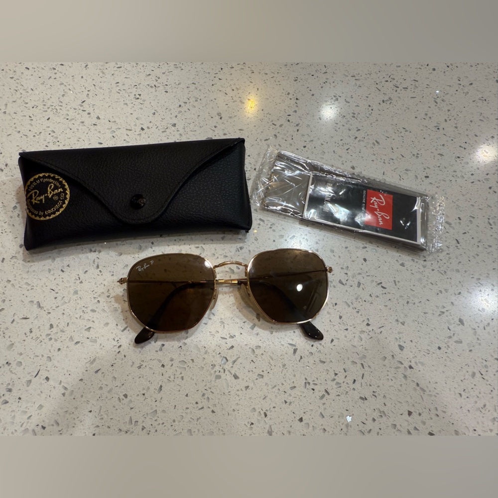 Ray-Ban Gold Frame Sunglasses with Brown Lenses